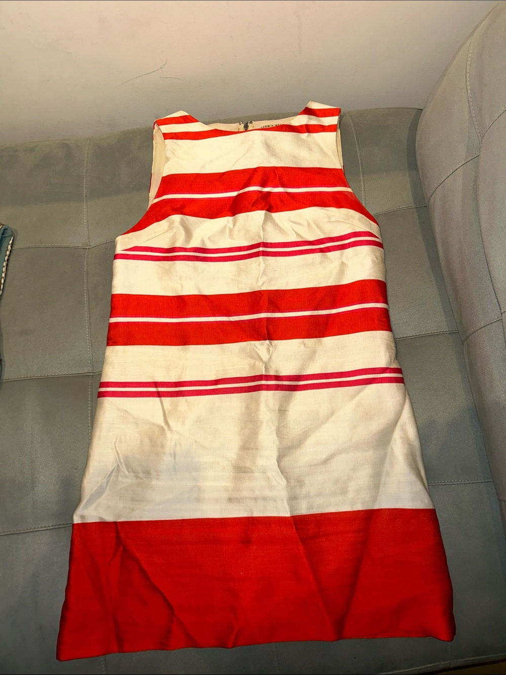 Alice + Olivia Red and White Striped Sleeveless Mini Dress